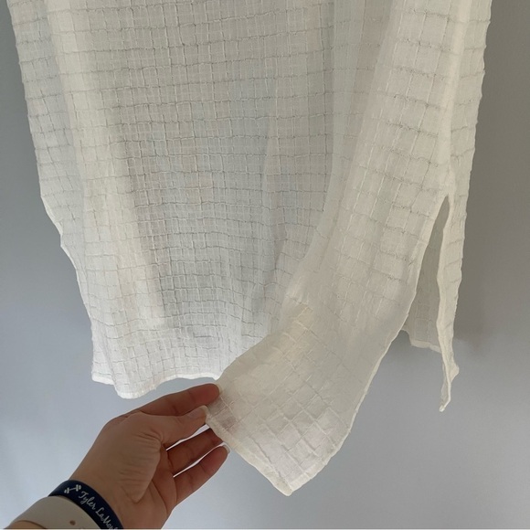 Nwt Alfani White Sleeveless Button Down Blouse Lightweight Linen Like Top - Picture 8 of 10